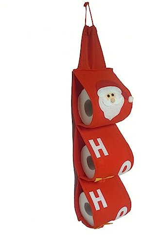 FONDOTIN Santa Claus Toilet Paper Holder Organizer Christmas Roll Paper Hanging Storage Cover Bathroom