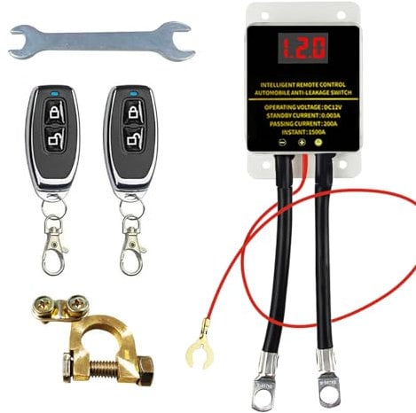 12V 200A Batterie Trennschalter, Fernbatterie Trennschalter mit LED-Spannungsanzeige, Batterietrennschalter, Autobatterieschalter Funkschalter Set mit Fernbedienung für Auto RV, ATV, Boot, LKW