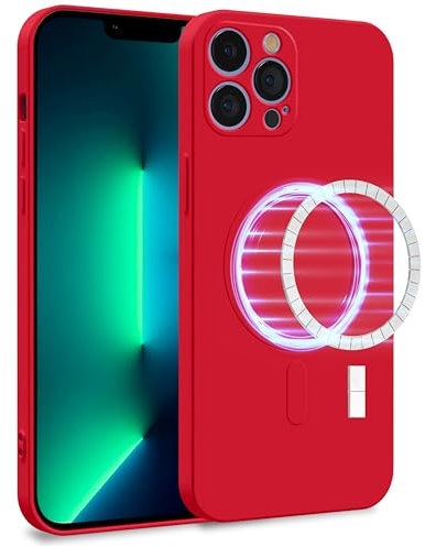 MyGadget Funda [ Compatible con MagSafe ] para Apple iPhone 13 Pro MAX en Silicona TPU - Carcasa de Doble Capa - Case Resistente Antigolpes y Anti choques - Ultra Protectora Rojo