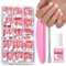 Fake Nails With Glue - 240pcs Long Press On Nails French Tip - 15 Size Nude Pink Coffin False Nails Kit - Full Cover Stick On Nails - Acrylic Nail Tips And Glue for French Manicure