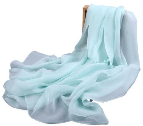 Prettystern 170/55cm sommer Seidenschal durchsichtig Chiffon-Seide Frühlingstuch hell Türkisgrün