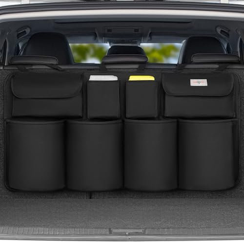 SURDOCA Kofferraum Organizer Upgrade-Version, Organizer Auto mit 8 Große, Kofferraum Organizer Klett, kofferraumtasche, Auto Zubehör Innenraum