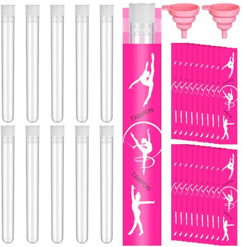 32 Pcs Secret Flask Set - Clear Reusable Plastic Tubes with Tampon Wrappers and Foldable Silicone Funnels for Cruise, Concert, Outdoor Sport