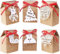 DERAYEE 24 Packung Weihnachten Kraft GeschenkBoxen für Xmas Party Dekoration mit 24 weißen Tags und Band Krawatten (6 Stile)