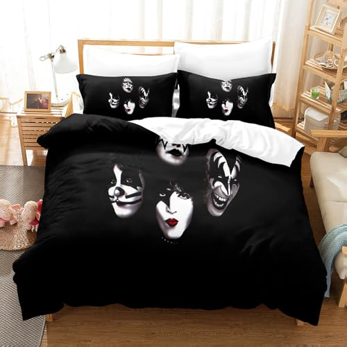 POTKFMN 3D Prints Bettwäsche Set Rock Band Musik Bettbezug Set Kissenbezüge Mode Home Decor Quilt Cover P0723-034N 135x200cm+50x70cm