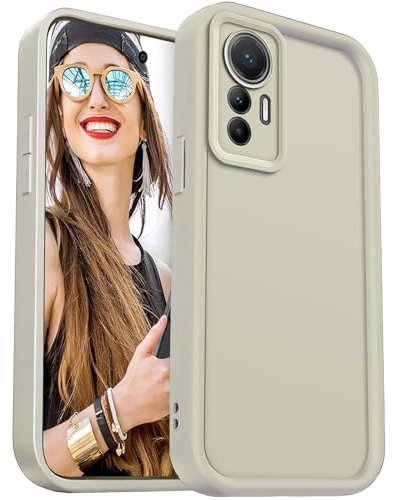 DESSEN Cover per Xiaomi 12 Lite 5G - Silicone Custodia Antiurto Protezione Fotocamera Case Antishock Morbida TPU Bumper Resistente, Bianco