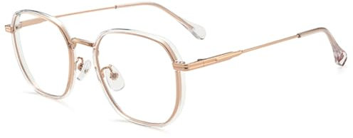 Reading Glasses for Men Women Blue Light Blocking Lightweight Titanium Clear Frame Computer Readers Anti Glare Glasses,Rose Gold,2.0 x