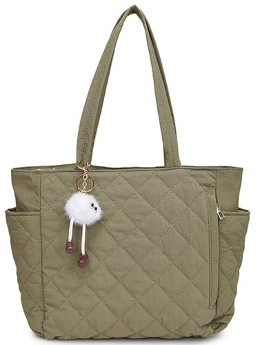 Makukke Puffer Tote Bag Aesthetic Handtasche Gesteppte Tasche Damen Shopper Groß Umhängetasche Cute Schultertaschen für Arbeit Reisen Schule