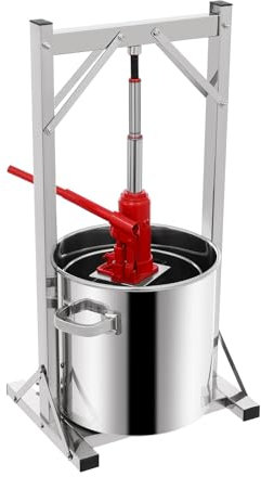 Pressa per frutta idraulica in acciaio inox, 22 litri, spremiagrumi per succo e vino, secchio filtro ad alta pressione, 3 tonnellate per famiglie e piccoli birrifici