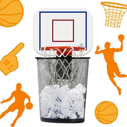 Mad Monkey Basketball Hoop Bin - Funny Waste Paper Basket for Teenager's Room or Office - Basketball Bin with Sound - Perfect Gadget for Basketball Fans