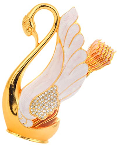 MAGICLULU 1 Satz Löffel-set Goldenes Besteck Miniaturdekoration Dessertlöffel Mini Schwan Löffelhalter Dekorativer Schwanensockel Tischkaffee Kuchenboden Goldener Kaffeelöffel Zinklegierung
