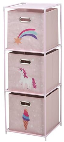 Well Home Scaffale cassettiera a 3 ripiani in metallo colore rosa H.102cm