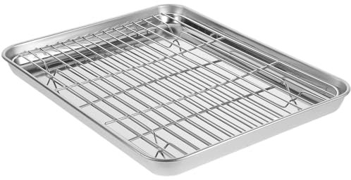 Ciieeo 2 Stück/Set Rechteckiges Backblech Stabiles Backblech Mit Herausnehmbarem Kühlgitter Aus Edelstahl – 26 0 5 Cm. 5Cm