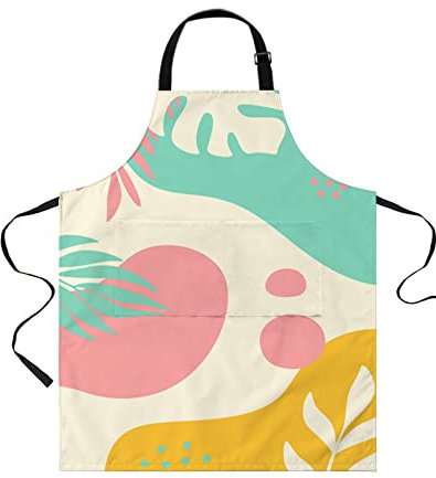 Delantal De Cocina, Flores es Abstractas Modernas Delantal Cocina Impermeable Delantal Con Peto Antiincrustante Delantal De Barbacoa Para Cocinero Camarero Hogar