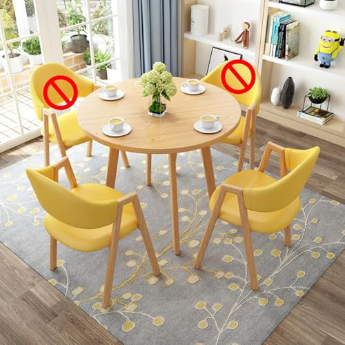 Moderne gelbe Essgruppe für 2 Personen mit kompaktem runden Tisch und Stühlen, stilvolle Möbel für kleine Räume, ideal für Paare