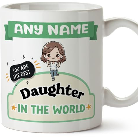 MUGFFINS Daughter Mug - in English - Best in The World - Kawaii - Funny Gift - Ceramic 11oz Mug