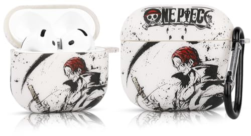 LEWOTE Kompatibel mit Apple Airpods 4 Case schützende lustige Nette Slim Cartoon Cover Abdeckung mit Schlüsselbund[One Piece Series] (Shanks)