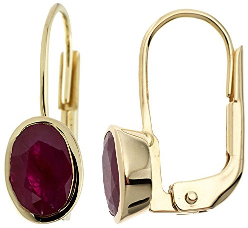 Ohrringe Ohrhänger Boutons Rubin rot oval 333 Gold Gelbgold Ohrschmuck