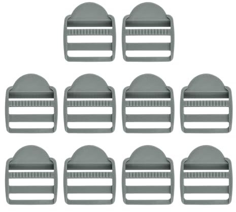 SUIKIHUM 10 Pack Plastic Ladder Slider, 5/8 Inch(15mm) Backpack Buckle Tri-Glides Clip, Adjustable Lock Buckle for Belt Strap, Grey