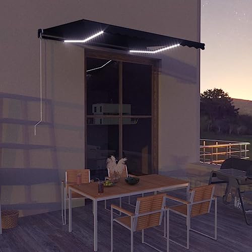 Home & Garden – Manuelle Markise mit LED versenkbar, 350 x 250 cm, Anthrazit, Möbelwahl
