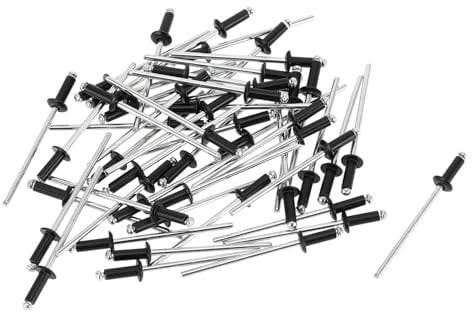 Partuto 50 Pcs Dome Head Large Flange Blind Rivets Aluminum Black Silver Tone 2.8mm Grip Diameter 6mm Grip Length 5mm Flange Diameter