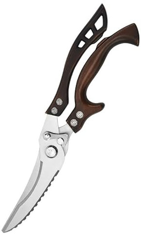 Forbici per pollame, forbici da cucina affilate, forbici per pollame in acciaio inox con manici ergonomici, forbici per tagliare anatra, pollo, oca, tacchino (colore legno)