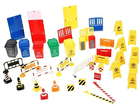 BESPORTBLE 40stücke Miniatur Straßen Zeichen Verkehrs Zeichen Spielzeug Für Junge Mädchen Simulation BAU Thema Party Favor