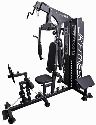JK Fitness【Stazione Multifunzione JK 6160 Pacco Pesi 102 kg】Multi Gym Home Palestra Completa: Chest/Butterfly regolabile, Lat Machine, Cavi, Fly Arms, Preacher, Leg Press | Struttura Pro Compatta
