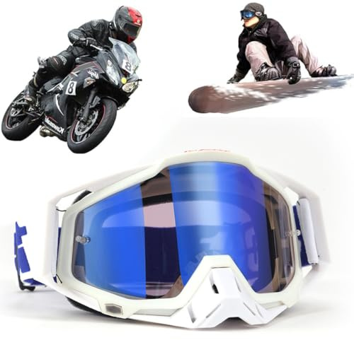 Yoihuqi Winddichte Staubdichte Motocross-Brille, Motocross Brille, SkiBrille, Dirt Bike Crossbrille (Weiß 2)
