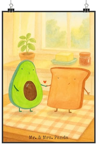 Mr. & Mrs. Panda Bild Avocado Toast Design DIN A4 - Geschenk, wanddeko, Hochzeit, Freundin, kunstposter, drucke, Jahrestag, Kunstdruck, Liebe, Wandbild