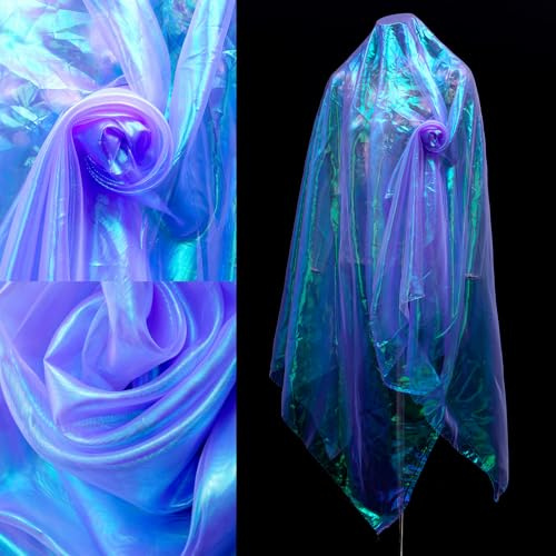 2m Lila Organza Stoff, Solider Schillernder Gradient Stoff, Magischer Gradient Tüll Stoffe, Perfekt für Hochzeiten, DIY-Projekte, Designer