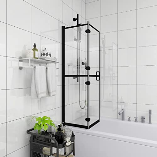 Cabine de douche pliable en verre ESG noir 80 x 140 cm - Portes de douche en verre pour baignoire - Gain de place