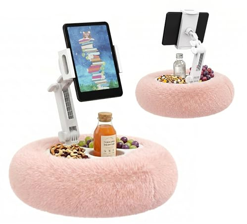 HomeMount Tablet Pillow Stand, 360°Rotating Adjustable Kindle Holder for Reading, ipad Holder with Snack Tray, Phone Holder for Bed, Sofa, Fits 4.7-11 Inch Kindle, Tablet & Phone