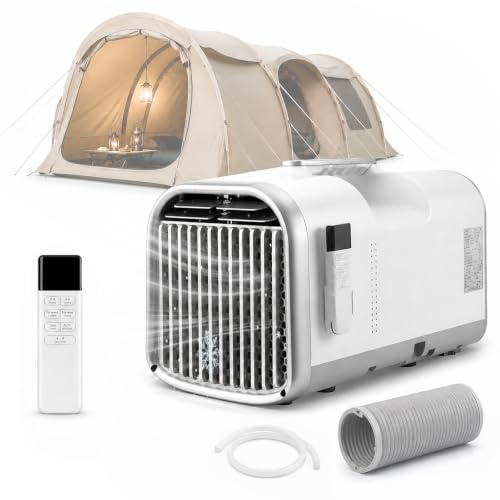 HCAUYNN Aire Acondicionado Tienda Campaña 5100 BTU, AC Portátil con Tubo de Salida para Camping, Autocaravana, Caravana, Van y Garaje, 4 Modos, 42 dB, Enfriamiento Rápido