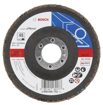 Bosch Accessories Professional Fächerschleifscheibe (für Winkelschleifer verschiedene Materialien, 115 mm, Körnung 40) Schwarz