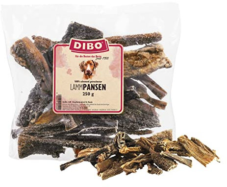 DIBO Lammpansen, 250g-Beutel, der kleine Naturkau-Snack oder Leckerli für Zwischendurch, Hundefutter, Qualitätskauartikel ohne Chemie von DIBO