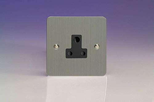 Varilight 1-Gang 5A Round Pin Socket Brushed Steel
