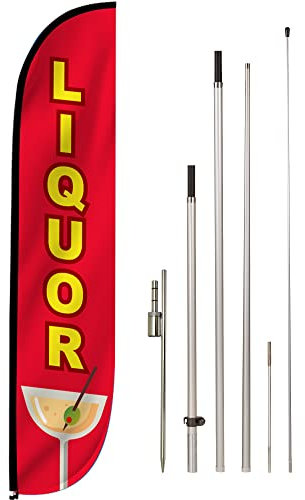 LookOurWay Federflaggen-Set, 3,6 m Werbeflagge mit Fiberglas-Stangen und Erdspieß für Business-Promotion, Bar & Restaurant Thema (Likör)