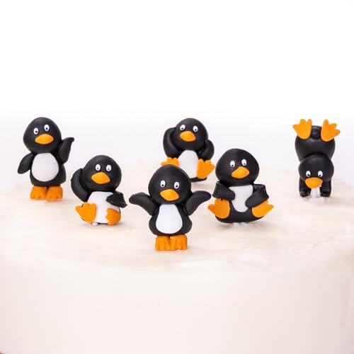 Evelay Cake Toppers Merry Christmas Cake Decoration Pieces Cupcake Toppers Multi Purpose Decoration(6pc Mini Penguin)