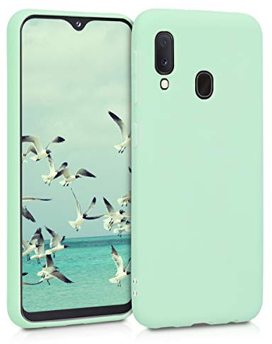 kwmobile Hülle kompatibel mit Samsung Galaxy A20e Hülle - weiches TPU Silikon Case - Cover geeignet für kabelloses Laden - Mintgrün matt