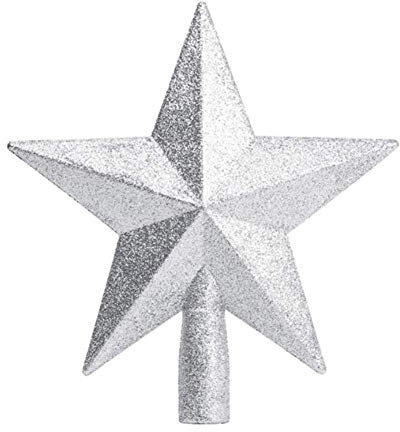 Molinter Tannenbaumspitze Weihnachtsbaumspitze Christbaumspitzen Baumspitze Weihnachtsbaum Stern Weihnachtsstern Baumschmuck für Weihnachten Deko (Silber)