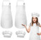 DECARETA Delantal de cocina para niños de 2 piezas 2 piezas Sombrero de chef ajustable Delantales de algodón para niños Delantal de chef ajustable con 2 bolsillos para niñas Niños de 4 a 12 años