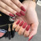 Brishow Cercueil faux ongles, mat ballerine faux ongles, couleur pure acrylique presse sur ongles 24 pièces pour femmes et filles (Rouge vif)