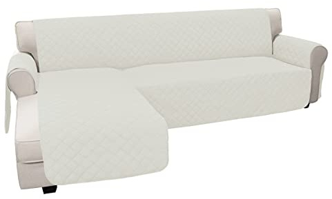 Easy-Going Schondecke für Ecksofa, wendbar, L-Form, Möbelschutz für Kinder, Haustiere, Hunde, Katzen, Klein, Elfenbein/Elfenbein