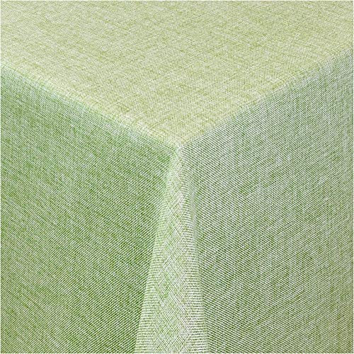 TEXMAXX® Tischdecke abwaschbar eckig - 140 x 390 cm in Grün/Maßgefertigte Tischdecke Leinenoptik/Tischdecke wasserabweisend mit Lotuseffekt/Gartentischdecke mit Fleckschutz