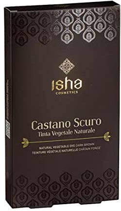 isha cosmetics - Henne Castaño Oscuro 100 g - Tinte Vegetal en Polvo - Dermatológicamente Probado y al Niquel <1ppm