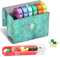 FINPAC Pilulier hebdomadaire avec sacoche en cuir PU, 7 Jours 4 fois par jour Organisateur de pilule de voyage avec carte Nom pour Matin Midi Soir Coucher pour pour vitamines, médecine, Jade