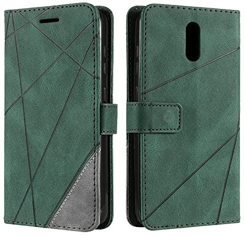 Vankii Kompatibel mit Nokia 2.3 Hülle, Flip Wallet Handyhülle PU Leder Brieftasche Tasche Case Stoßfeste Schutzhülle [Kartenschlitzen] [Magnetverschluss] [Standfunktion] (Grün)