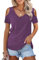 Beluring Estate Donna Top Manica Corta V-Neck T-Shirt Blusa Open Shoulder Tunica Top Viola L