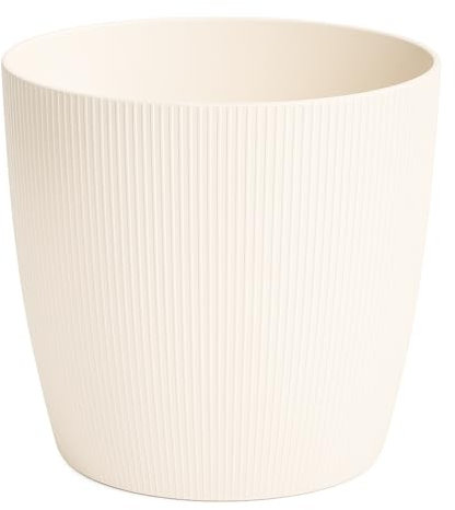 Home Garden Ornaments Decorative Large Plant Pots Indoor – Striped Indoor Plant Pot for Home and Garden (Diameter 25.5cm, Cream)